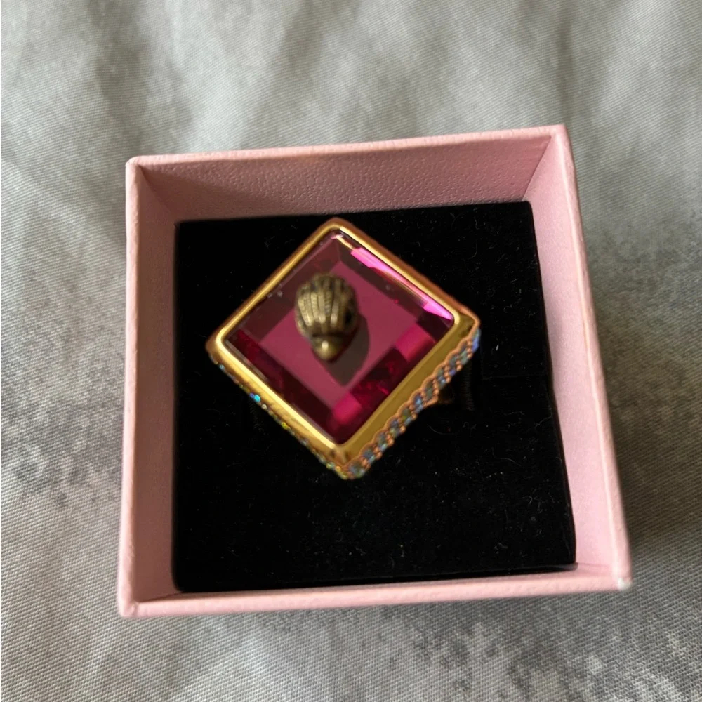 Kurt Geiger Pink and Gold Ring, size small 5-5.5 - Picture 5 of 13